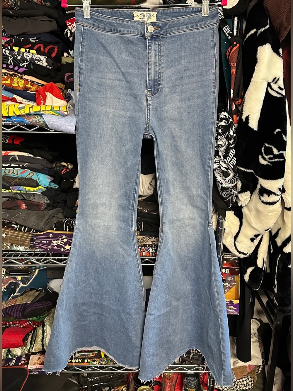 FP WE THE FREE women's high waist "just float on" bell-bottom jeans, 27".